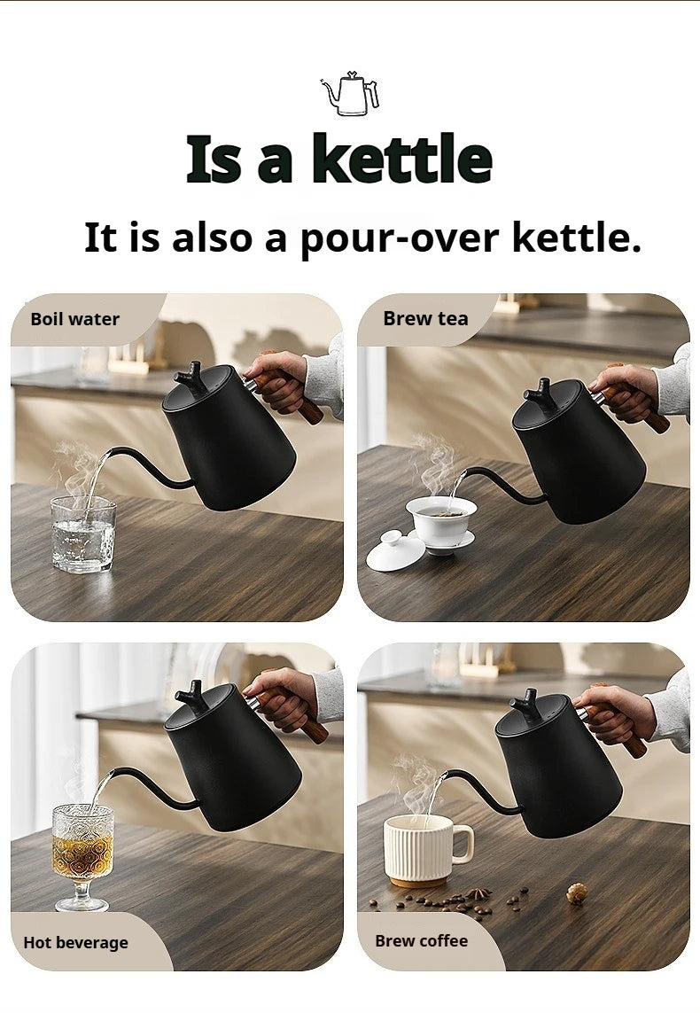 Hervidor Eléctrico Inteligente con Control de Temperatura, 1L, 110V/220V, Acero Inoxidable, para Preparar Café a Mano, Calentamiento Rápido
