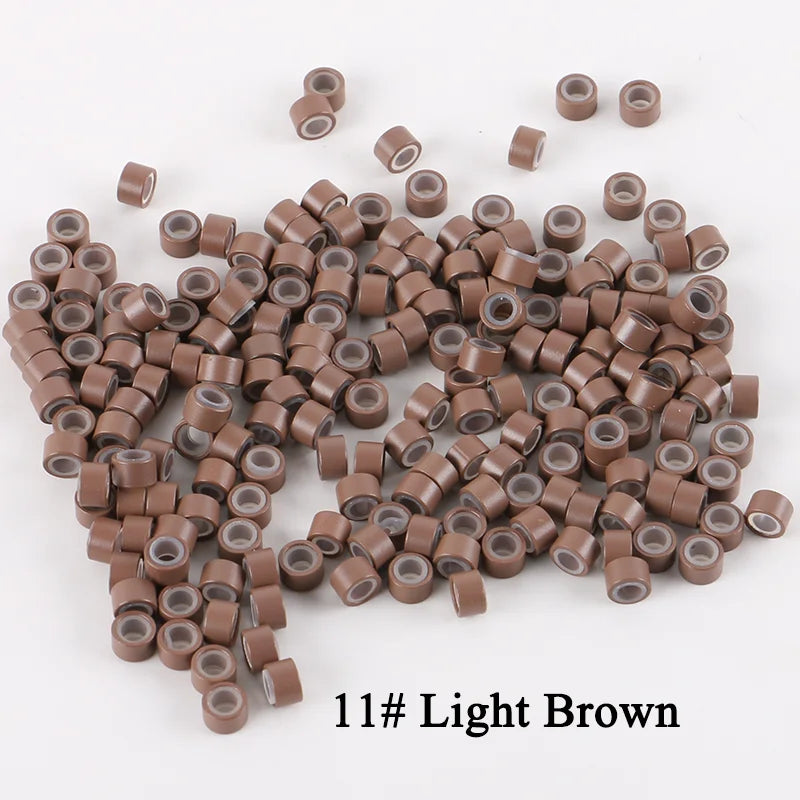 10.000 unids/bolsa extensiones de cabello Micro anillos cuentas enlaces 4,0*2,0*3,0mm cuentas forradas de silicona para herramientas de extensiones de cabello humano