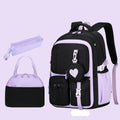 Mochila escolar con estampado de amor, estuche para lápices, bolsa de almuerzo, juego de tres piezas, tela de nailon impermeable, mochila de moda para niños, niñas y adolescentes.