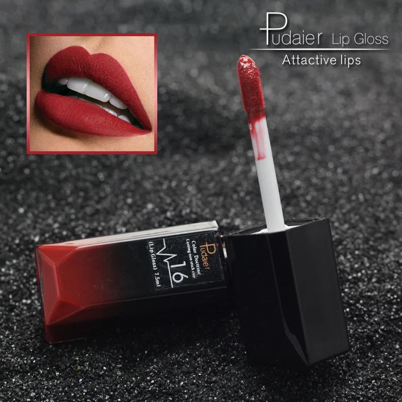 Lápiz labial líquido mate resistente al agua brillo de labios de larga duración tinte Sexy rojo desnudo púrpura lápices labiales metálicos cosméticos de maquillaje