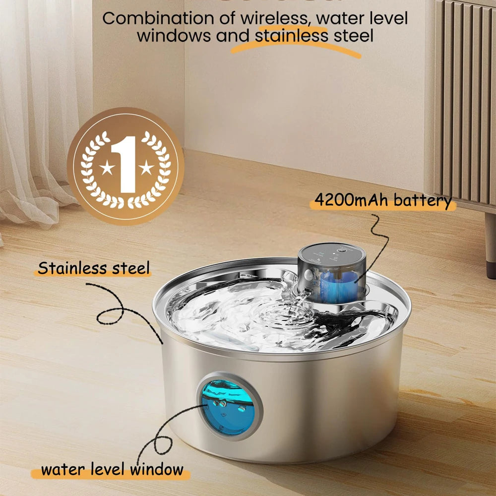 Fuente de agua para gatos con recarga de 3,2l, 5V, USB, Sensor automático, fuente de agua para perros y gatos de acero inoxidable, múltiples cuencos para beber para mascotas
