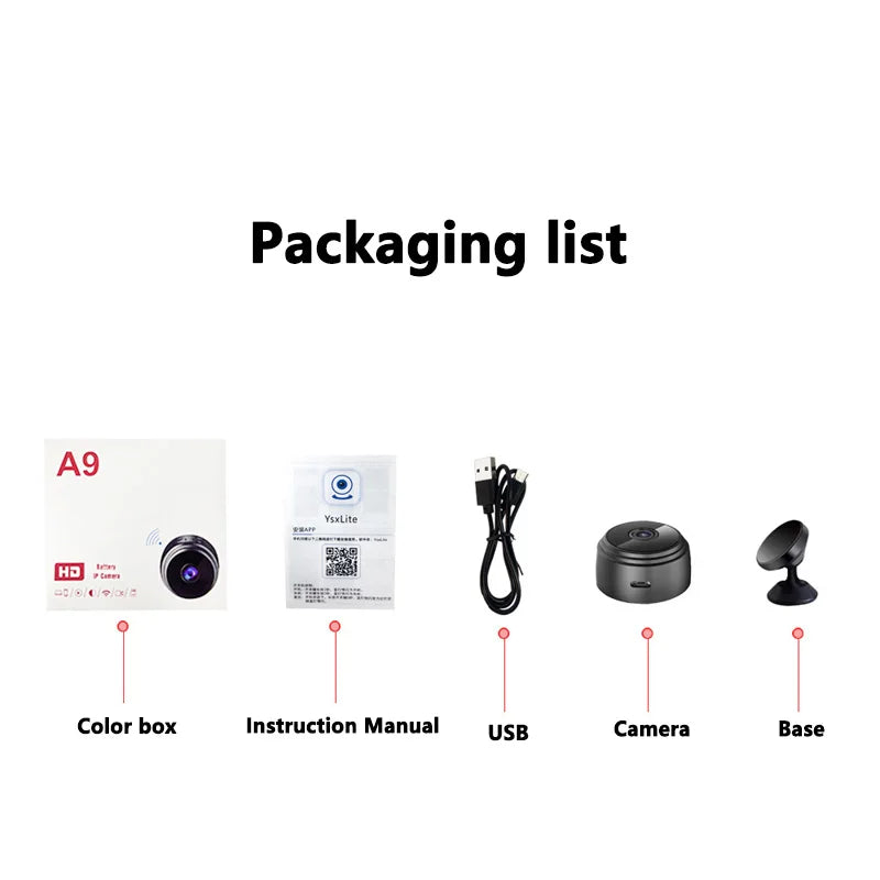 Mini cámara WiFi HD de 1080P, Monitor de bebé, vigilancia de seguridad interior, videocámara de visión nocturna, cámara IP, grabadora de Audio y vídeo