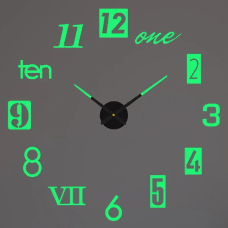 Reloj de pared con espejo acrílico de Número Romano grande 2D/3D, pegatina de moda DIY, relojes de cuarzo, reloj, decoración del hogar, pegatinas para el salón