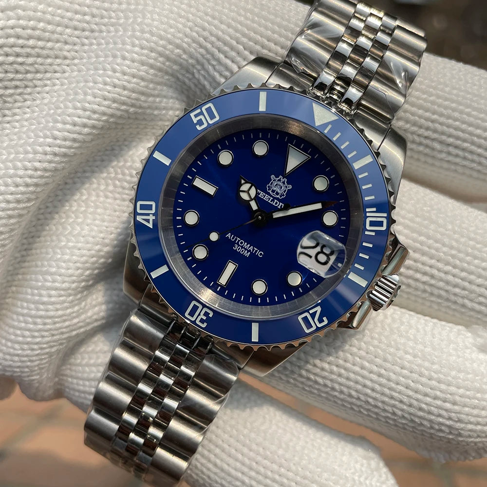 STEELDIVE SD1953 41MM clásico agua fantasma calendario lupa NH35 movimiento mecánico BGW9 superluminoso 30Bar reloj impermeable