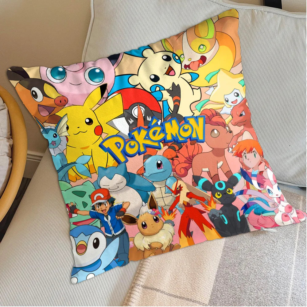 Funda para fundas de almohada Kawaii P-Pilkachuus, funda nórdica para almohada de 45x45, fundas para cojines, almohadas para dormir, decoración decorativa para el hogar