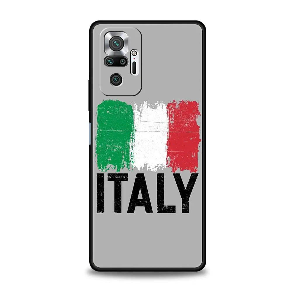 Funda de teléfono con bandera de Italia para Xiaomi Redmi Note 13, 12, 5G, 11, 10 Pro Plus, 4G, 9S, 8, 7, 9T, 13C, 12C, 10C, 9C, 9A, funda de silicona suave