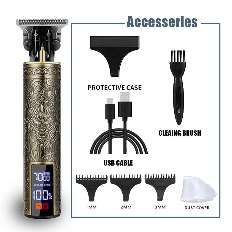 ¡Nuevo! Cortapelos/accesorios eléctricos T9 |   Afeitadora Profesional USB |   Máquina cortadora de decoloración calva de 0 mm portátil para hombres corte de pelo en casa