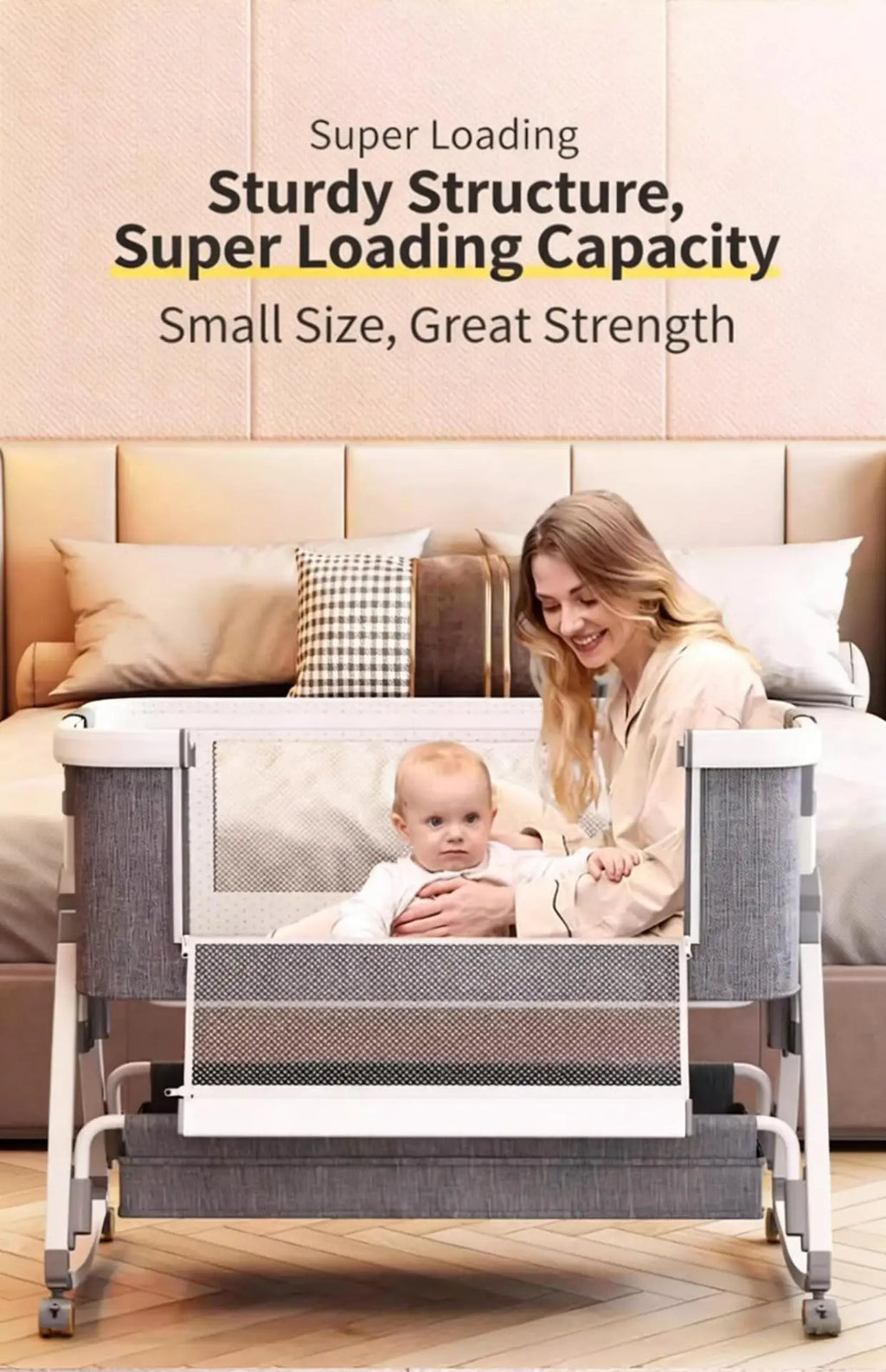 Cuna Portátil para Bebé, Cama Plegable Multifuncional, Cuna para Recién Nacidos, Cama Grande para Niños
