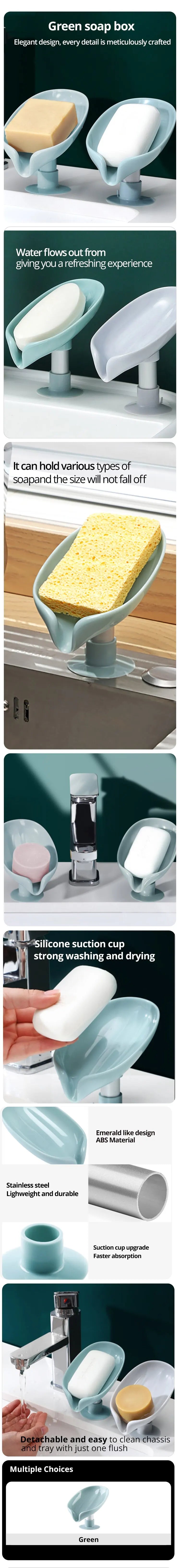 2 piezas de caja de jabón de drenaje creativo, bolsa de almacenamiento de jabón, ventosa, taza de succión personalizada, bonito artefacto de baño de estantería para el hogar