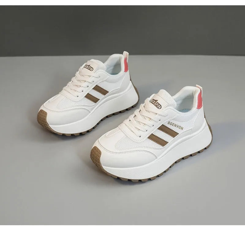 Zapatillas de deporte para mujer, calzado informal transpirable de malla, zapatos de tenis a la moda, zapatos de plataforma con aumento de altura para mujer, zapatos deportivos nuevos 2025