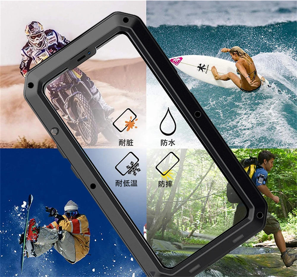 Funda protectora Armor resistente para iPhone 16 7 8 Plus XR Xs 11 12 13 15 16 Pro Max 14 Plus SE 360 cubierta de tanque de Metal a prueba de golpes