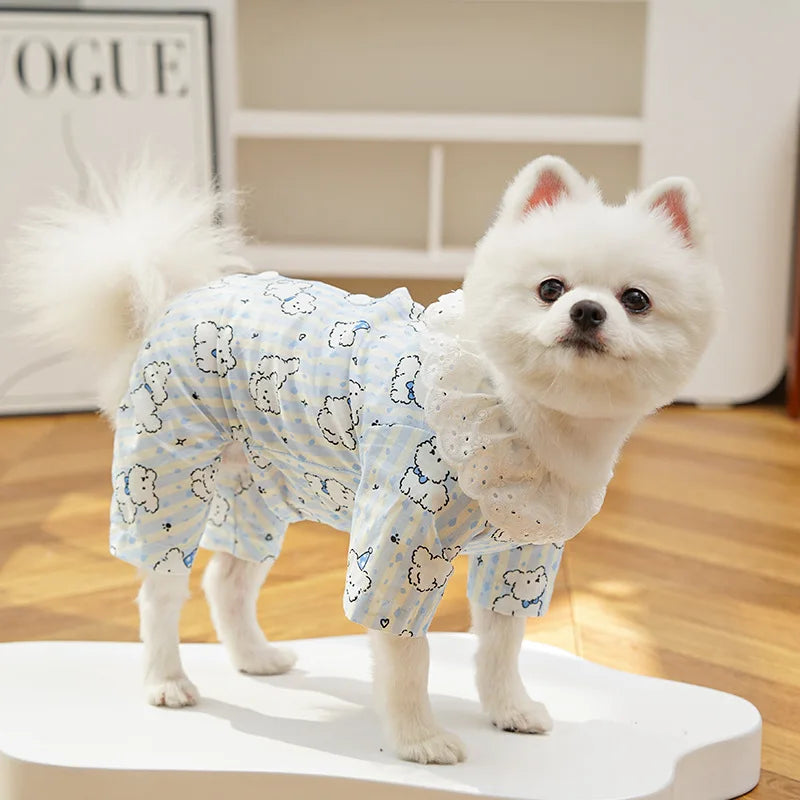 Mono de verano para perro, ropa con estampado de perro, chaleco para cachorro, ropa para perros Chihuahua y Bichón, pijama fino de cuatro patas para perro, ropa para parejas.