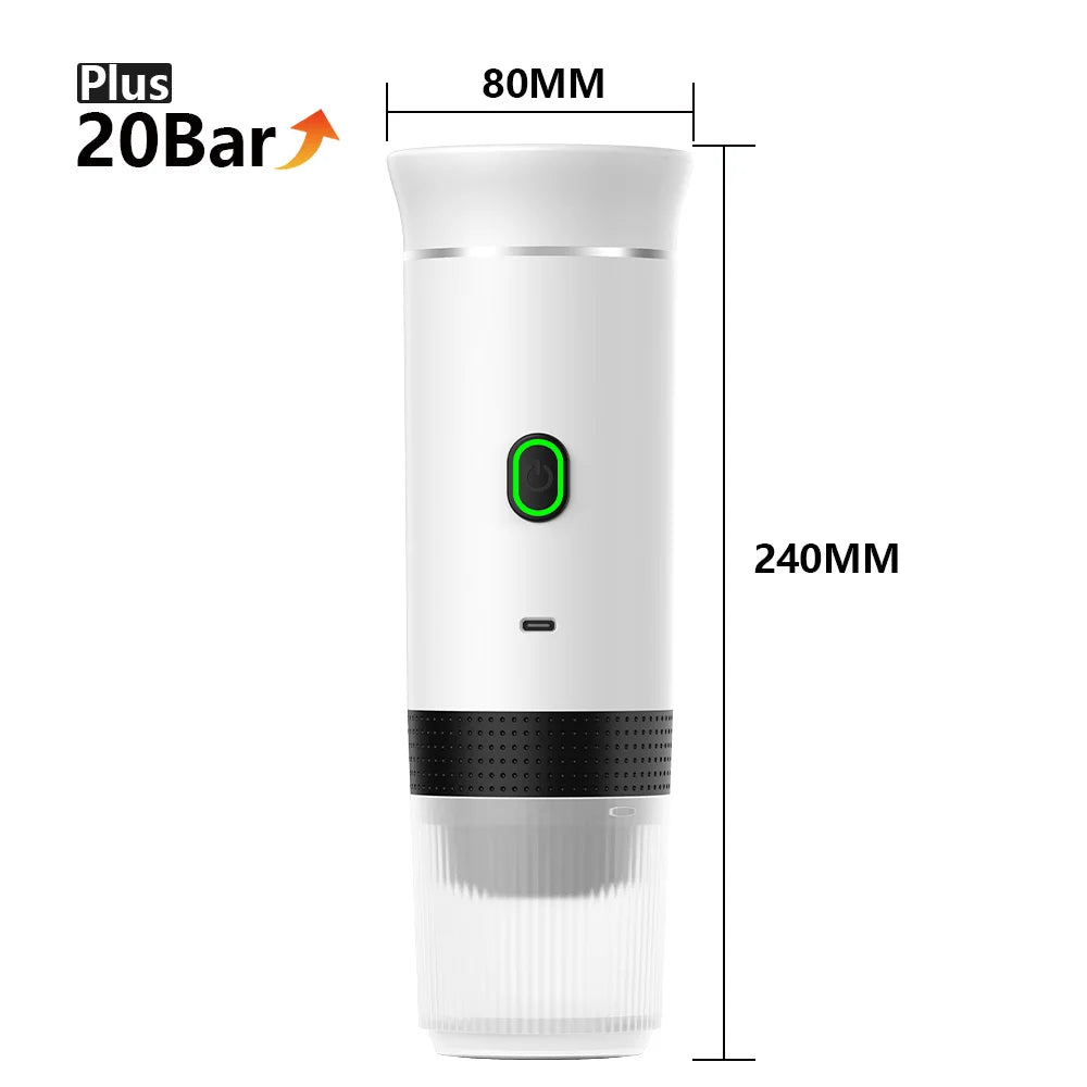 Cafetera Espresso portátil eléctrica inalámbrica para coche y hogar, cafetera para acampar, cafetera de viaje en polvo con cápsula 3 en 1