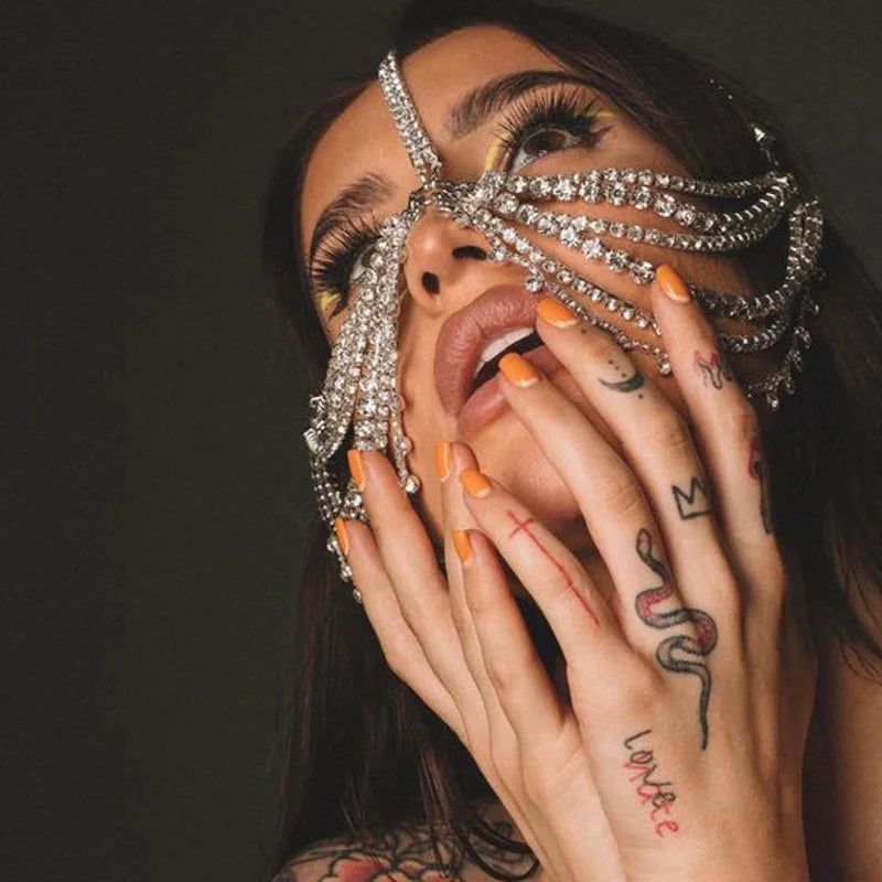 Stonefans-mascarilla con cadena para la cara para mujer, máscara con diamantes de imitación, para el pelo, para Halloween, 2023 capas, envío gratis