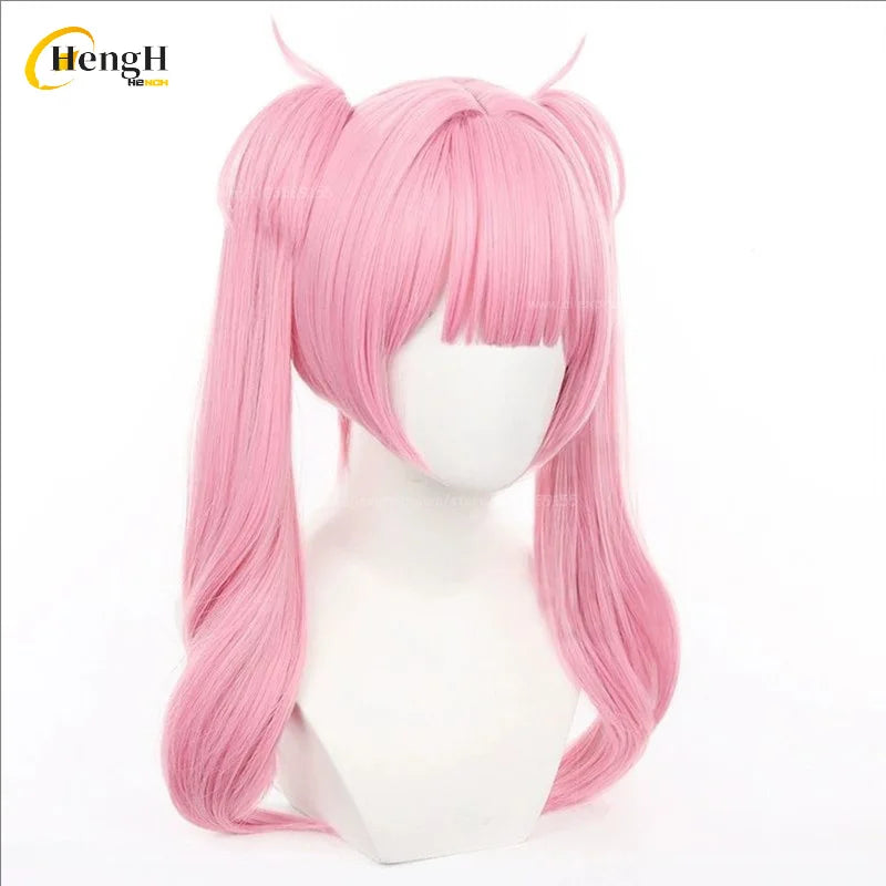 En Stock Anime LI TIANXI pelo sintético largo 55cm Rosa doble cola de caballo Cosplay Anime peluca pelo resistente al calor pelucas de fiesta + gorro de peluca