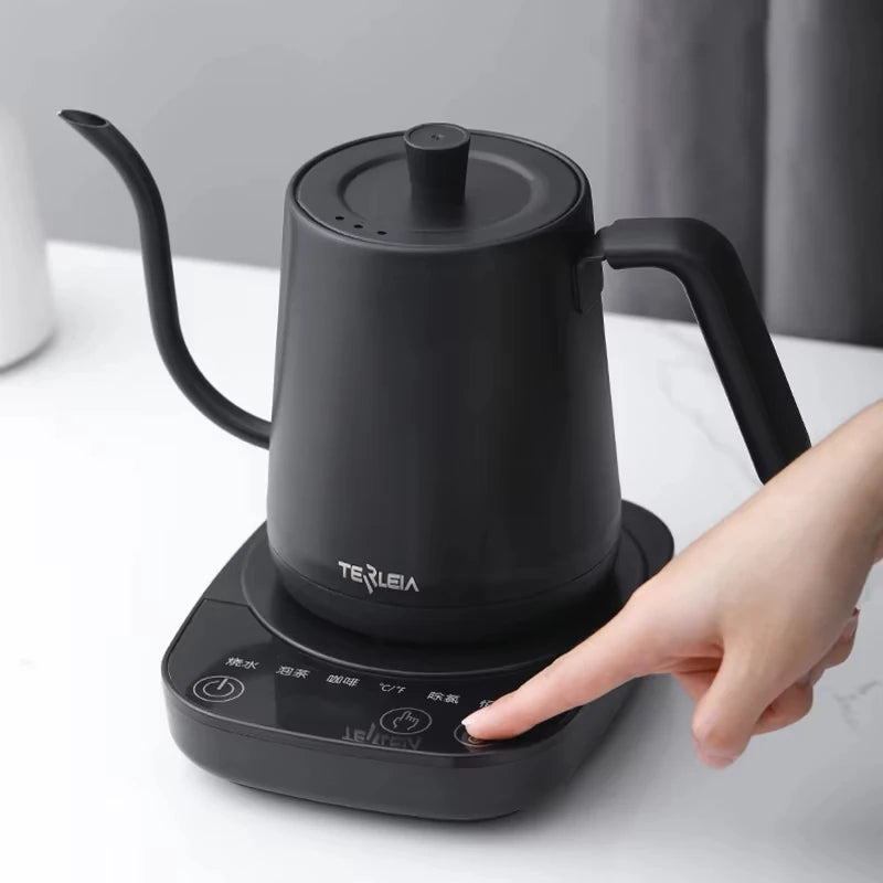Hervidor Eléctrico de Cuello de Cisne de 800ml, Cafetera para Preparación Manual, Termo, Tetera de Acero Inoxidable 304, Jarra de Agua Inteligente con Control de Temperatura