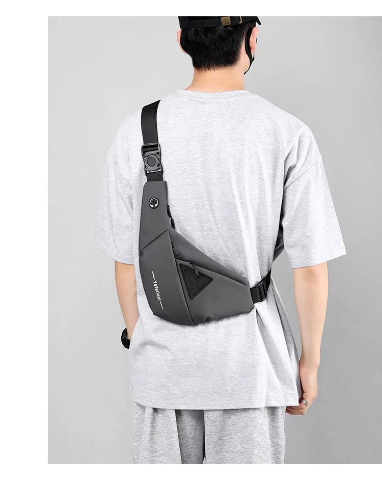 Bolso de Pecho Impermeable para Hombre, Bandolera, Mochila para Viajes Diarios, Membrana de Cuero Resistente a Salpicaduras, Ideal para Viajes Casuales