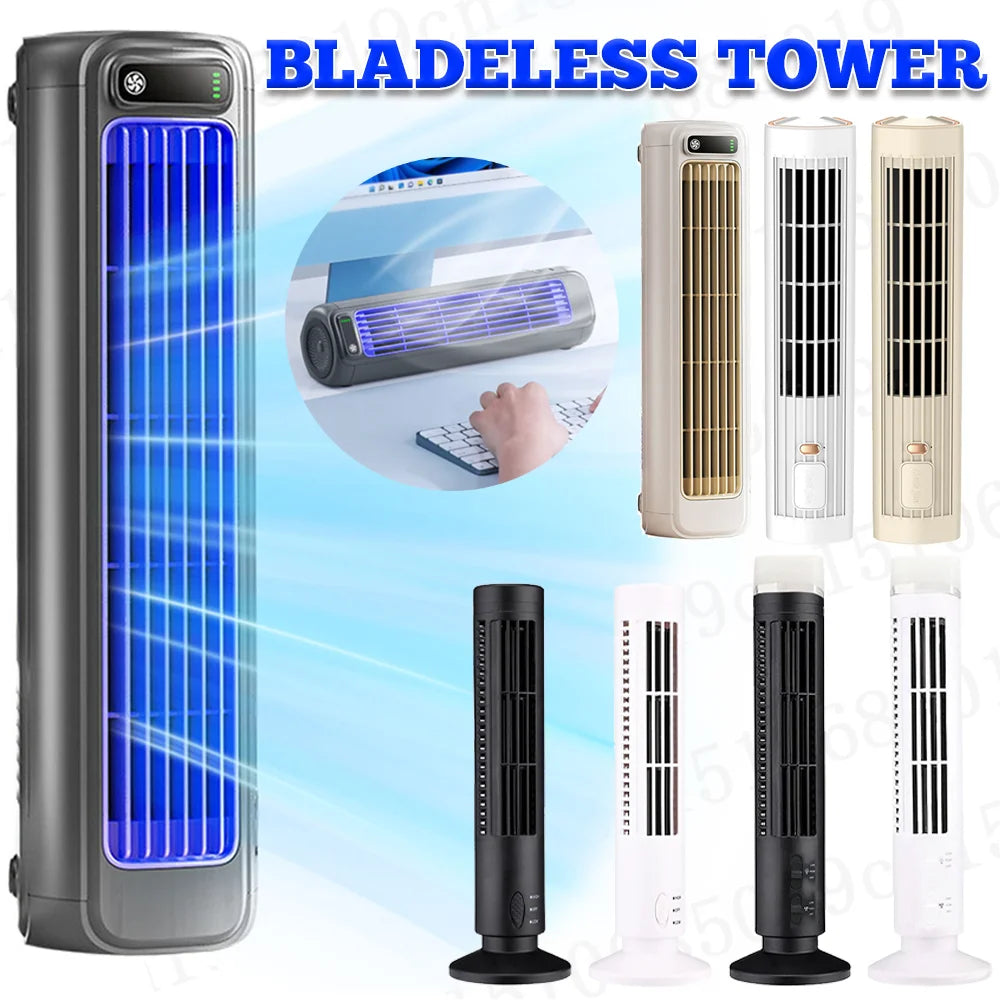Ventilador de Torre portátil de 3 velocidades para escritorio, ventilador de pie silencioso, recargable, montaje en pared, para dormitorio, sala de estar y oficina