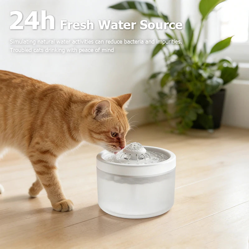 Bebedero Automático para Gatos y Perros de 1.8L/60.87oz, Dispensador de Agua Silencioso con Filtro para Mascotas Pequeñas, Tazón de Agua Interior Antideslizante