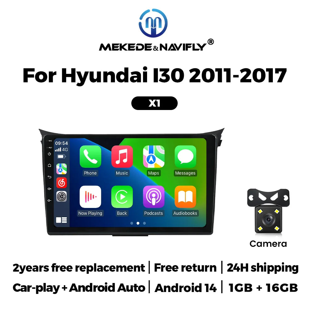 Sistema de audio inteligente para automóvil con Android 14 para Hyundai i30 II 2 GD 2011-2017, Carplay inalámbrico, radio para automóvil de 9 pulgadas, GPS, unidad principal estéreo.