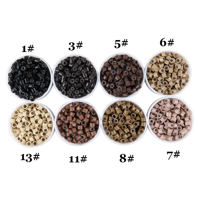 10.000 unids/bolsa extensiones de cabello Micro anillos cuentas enlaces 4,0*2,0*3,0mm cuentas forradas de silicona para herramientas de extensiones de cabello humano