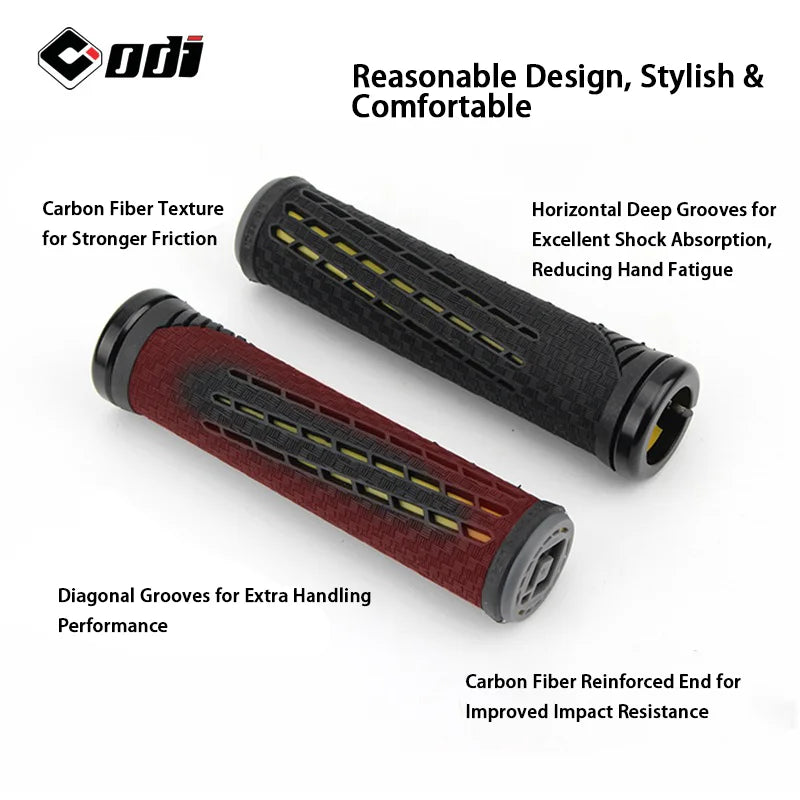 ODI-empuñaduras de bicicleta con bloqueo, empuñaduras ligeras de silicona y fibra de carbono, antideslizantes, absorción de impacto, agarre cómodo, accesorio para bicicleta