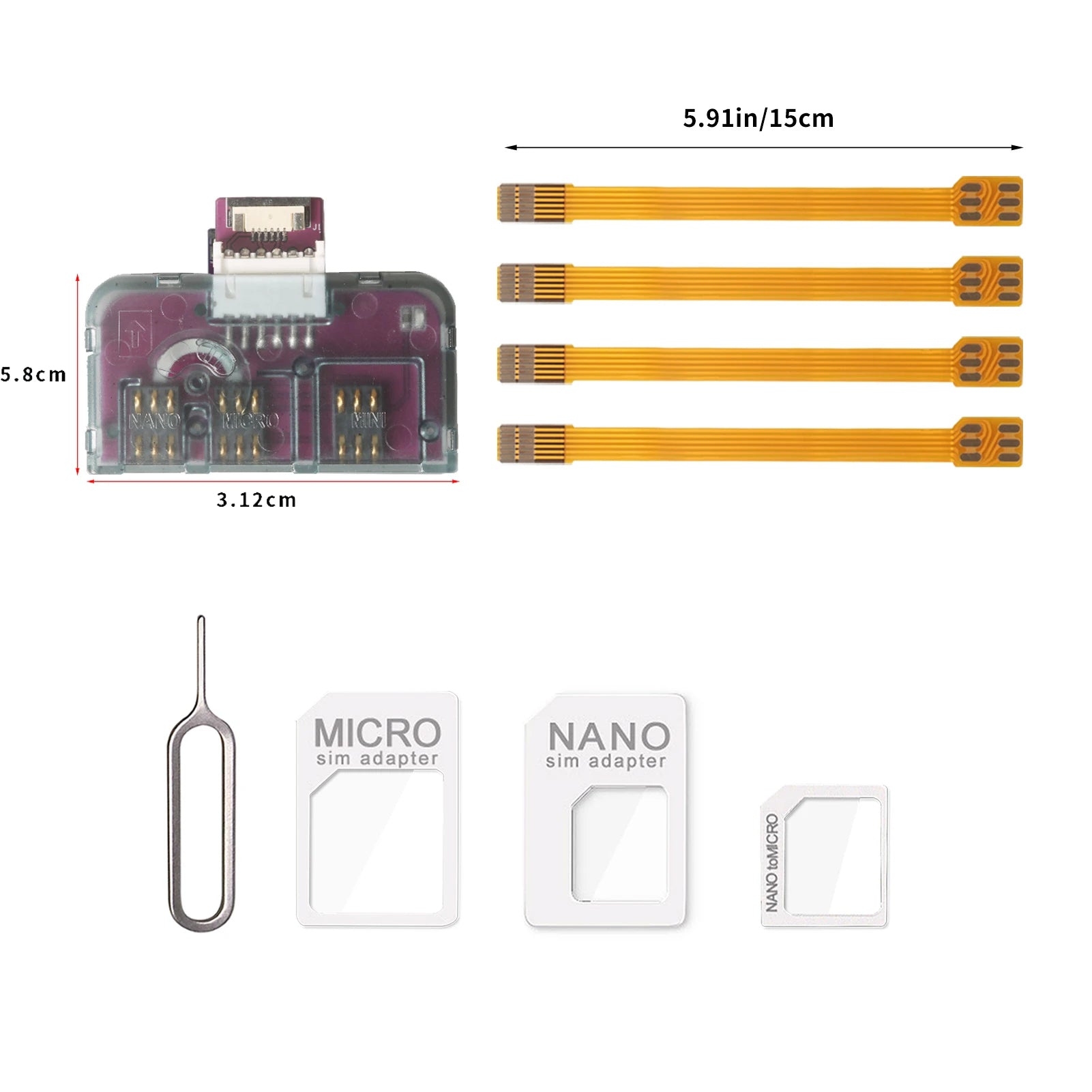 Herramienta de activación de tarjetas IC para teléfono TPC 4 en 1, adaptador de extensión de tarjeta universal, convertidor de tarjeta Micro SIM para iPhone y Android.