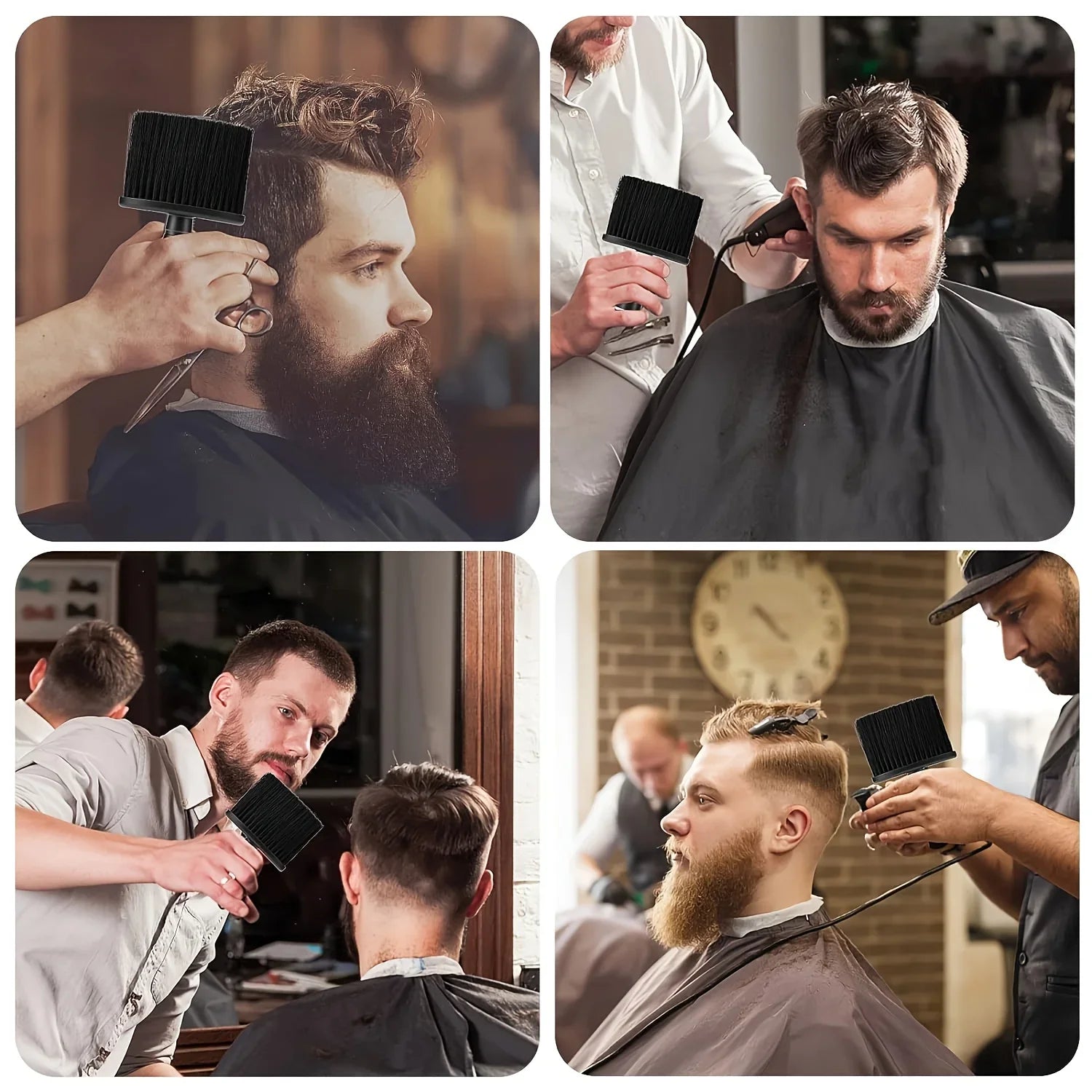 Cepillo de nailon suave para limpieza del cabello, plumero profesional para el cuello de peluquero, cepillo de limpieza multifuncional, adecuado para salón