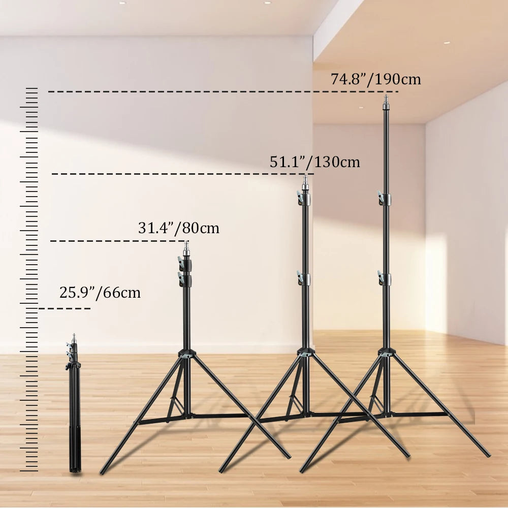 Trípode extensible SH de 190cm con tornillo y ruedas de 1/4, control remoto por Bluetooth para cámara DSLR, trípode de micrófono con luz de relleno para teléfono inteligente