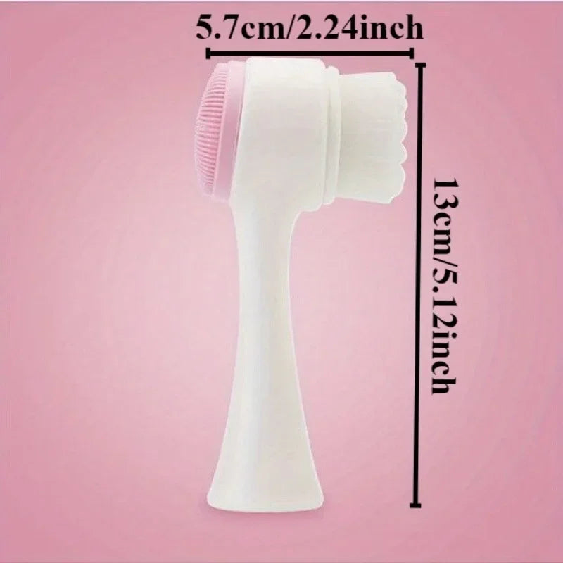 1 cepillo de lavado de cara de silicona de doble cara y cerdas suaves, exfoliación facial, cepillo de limpieza profunda de poros