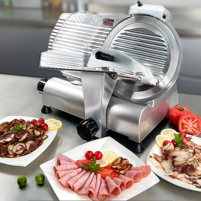 Cortadora de Carne Semiautomática de 10 Pulgadas, Juego de Cuchillos para Rebanar, Máquina Eléctrica para Cortar Carne Fresca y Congelada, Rollos de Cordero, Salchichas