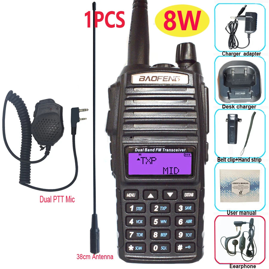 Walkie Talkie profesional UV82 FM Baofeng UV 82 8W estación de Radioaficionado VHF UHF transceptor Radios de caza Amateur Comunicador