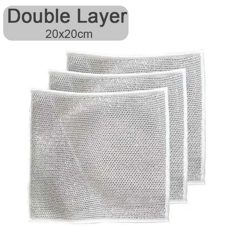 Paño de limpieza mágico, palo de hierro, toallitas de Metal, trapos, paño de cocina mágico, toalla de lavado, alambre de acero plateado, paño de cocina, trapo grueso, 1-20 piezas