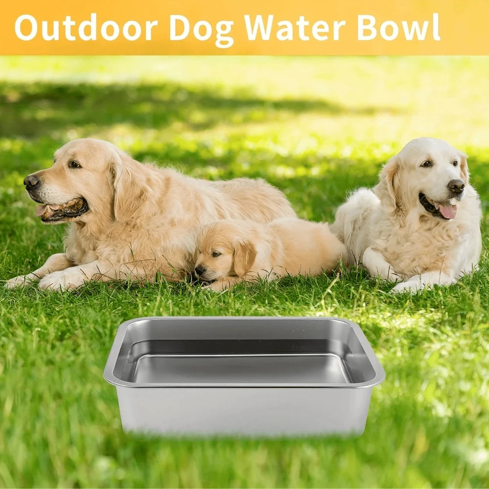 Cuenco de acero inoxidable resistente a caídas para perros, gran capacidad, alimentador de comida y agua, cuencos cuadrados para perros grandes, suministros para mascotas, 1 ud.