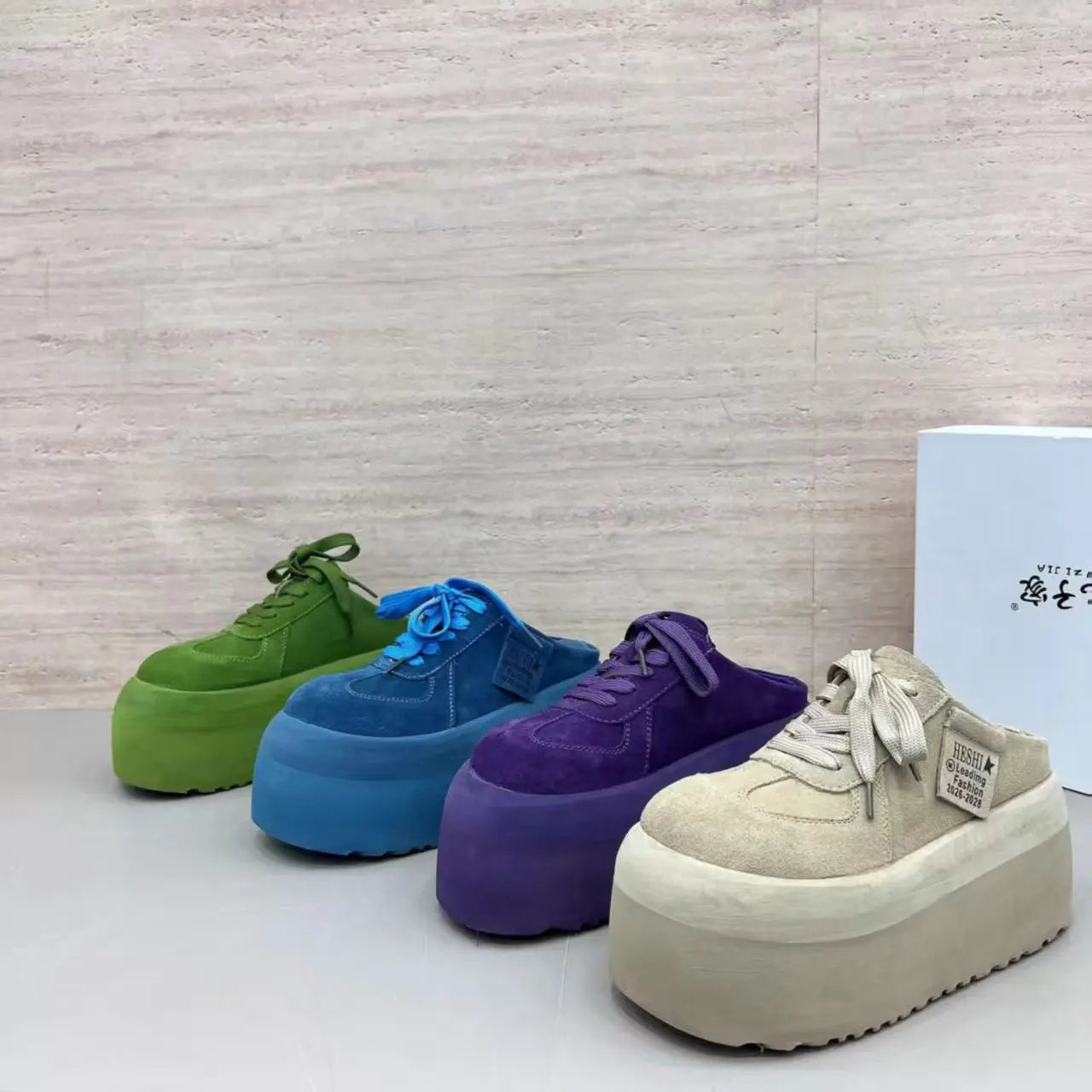 Pantuflas de Plataforma de Cuero Suave para Mujer, Primavera 2026, Talla Pequeña, para Uso en Exteriores, con Suela Gruesa y ...