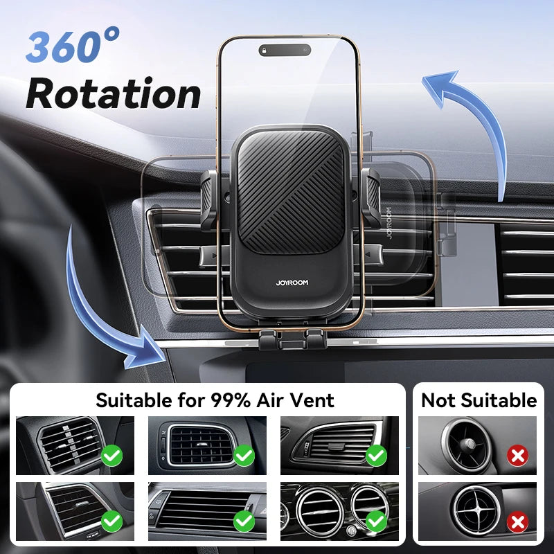 Joyroom Soporte para teléfono para automóvil 360 °   Soporte para teléfono con rotación de ventilación de aire para coche, soporte Universal para teléfono móvil manos libres para teléfonos de 4,7-6,9 pulgadas