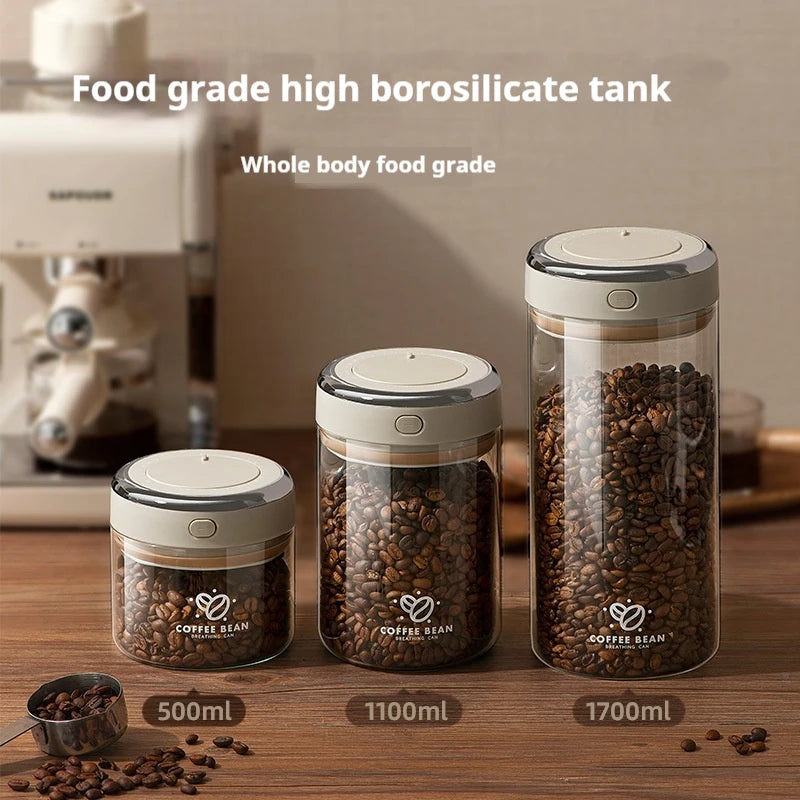 Tarro sellado al vacío de granos de café de calidad alimentaria con rastreador de fecha y contenedores de almacenamiento con válvula de ganado para granos, refrigerios, azúcar y té