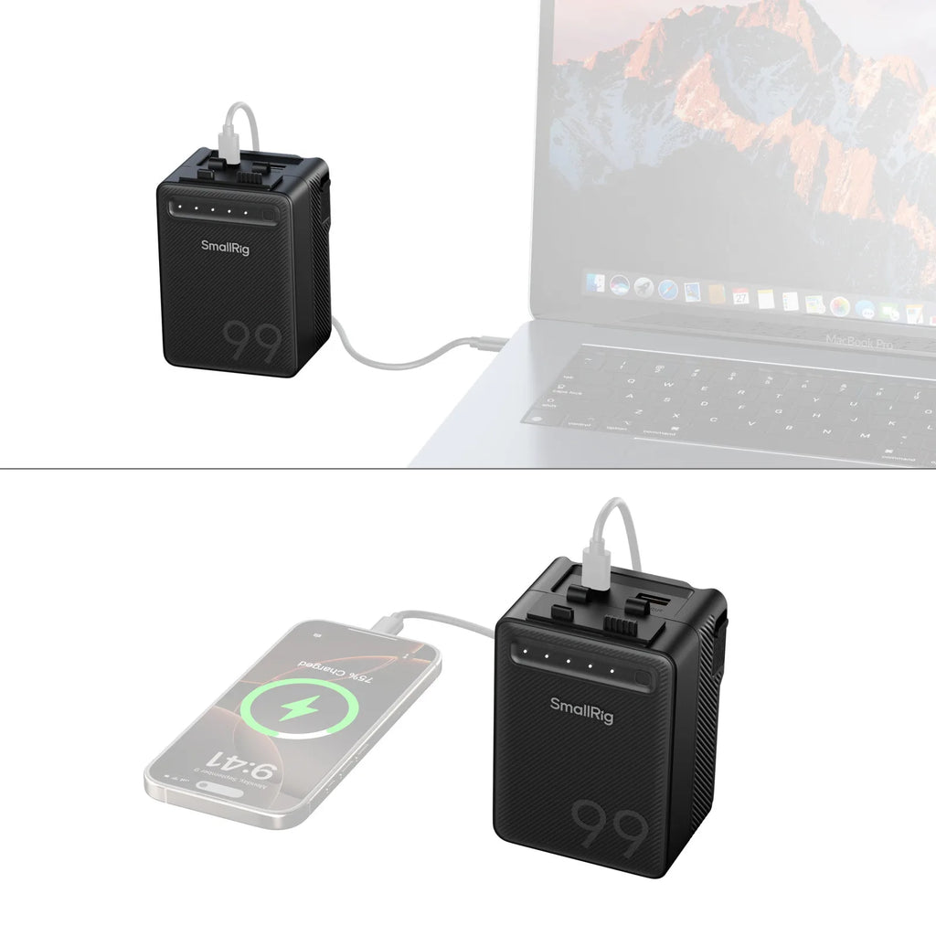 SmallRig VB99 Lite Mini V Mount batería 14,54 V 6800mAh 99Wh banco de energía con carga rápida de 65W para cámara de teléfono con luz COB
