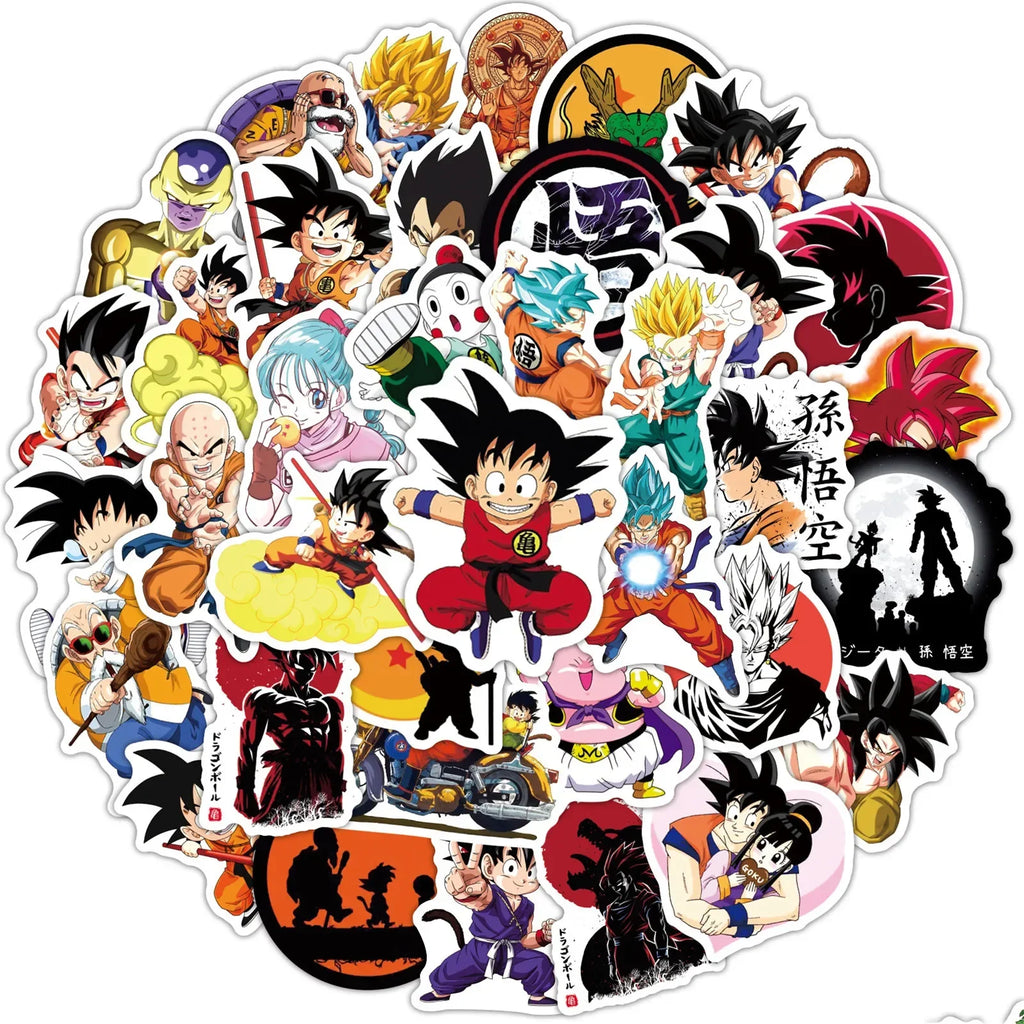 50/100/200 Uds. Pegatinas de Dragon Ball de Anime para niños Graffiti monopatín portátil botella de agua motocicleta pegatina de dibujos animados calcomanías de juguete