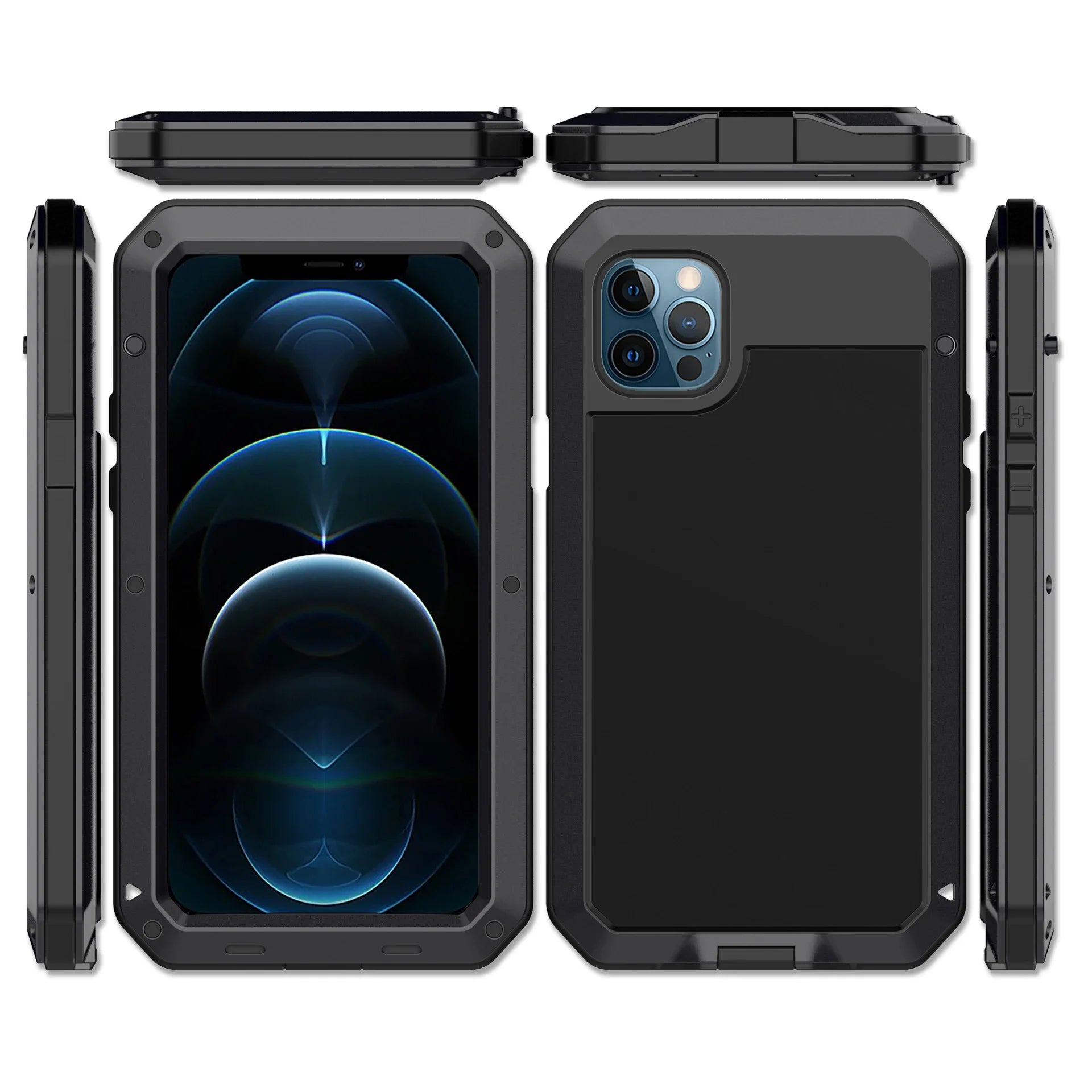 Funda protectora Armor resistente para iPhone 16 7 8 Plus XR Xs 11 12 13 15 16 Pro Max 14 Plus SE 360 cubierta de tanque de Metal a prueba de golpes