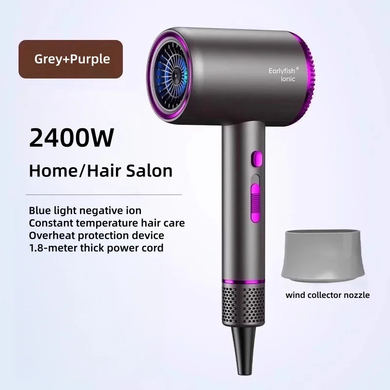 Secador de Pelo de Alta Velocidad de 110000 RPM con Luz Azul 3D de Iones Negativos, Cuidado del Cabello, Silencioso, Difusor para el Hogar y Salón de Belleza, 220V