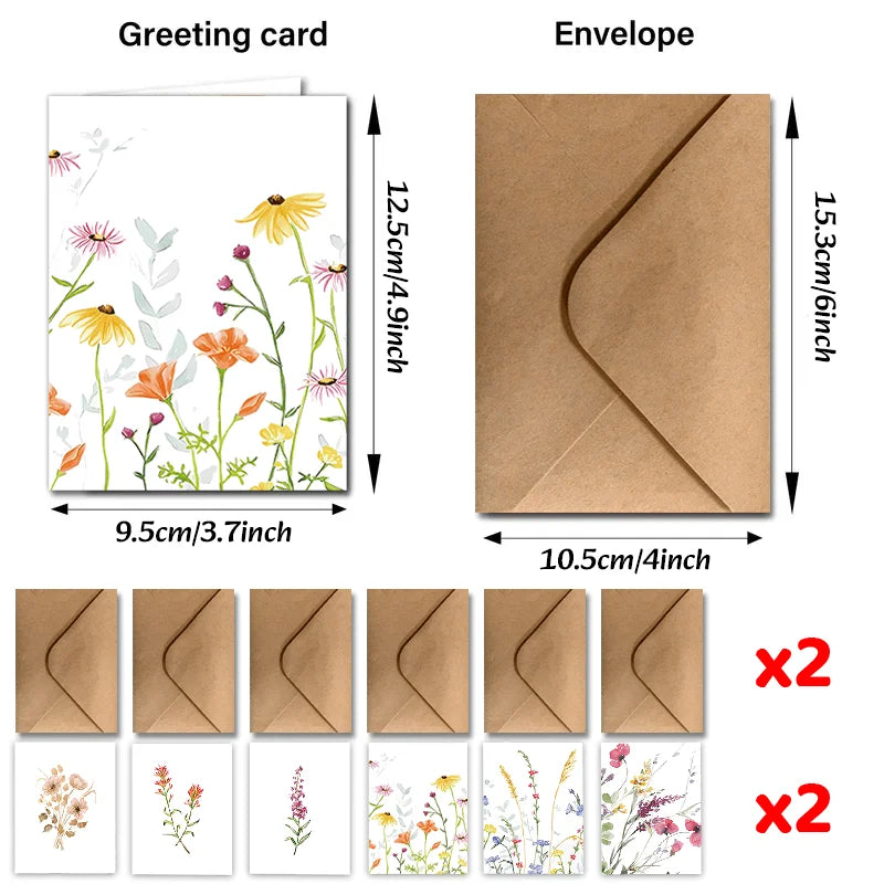 12 tarjetas con sobres, ideales para cumpleaños, Navidad, Día de la Amistad, felicitaciones, negocios y reconocimiento a empleados
