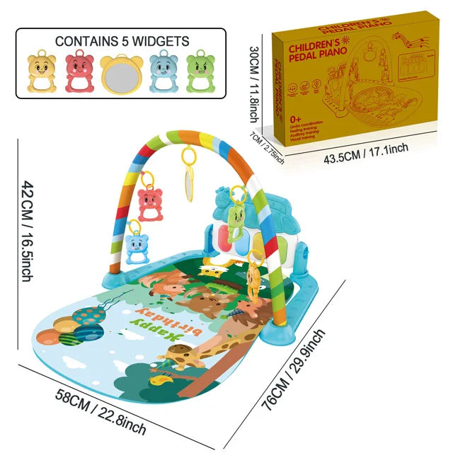 Alfombra de gimnasio para actividades musicales para bebé, alfombra para recién nacido, Pedal, teclado de Piano, estante de Fitness infantil, tapete para gatear, juguetes de regalo