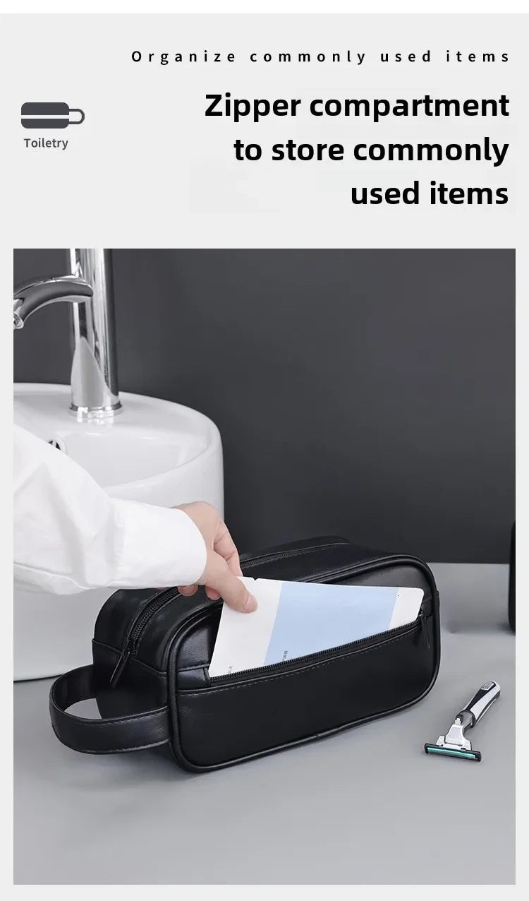 Neceser de PU con múltiples bolsillos para mujer y hombre, bolsas de maquillaje esenciales de viaje, bolsa colgante impermeable, bolsa organizadora de lavado de cosméticos