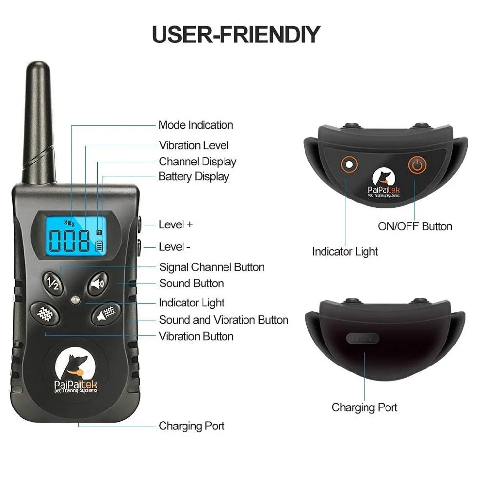 PaiPaitek Collar de adiestramiento para perros sin choque con control remoto, alcance de 1600 pies, collar vibratorio más ligero para perros pequeños, resistente al agua de 5-15 libras