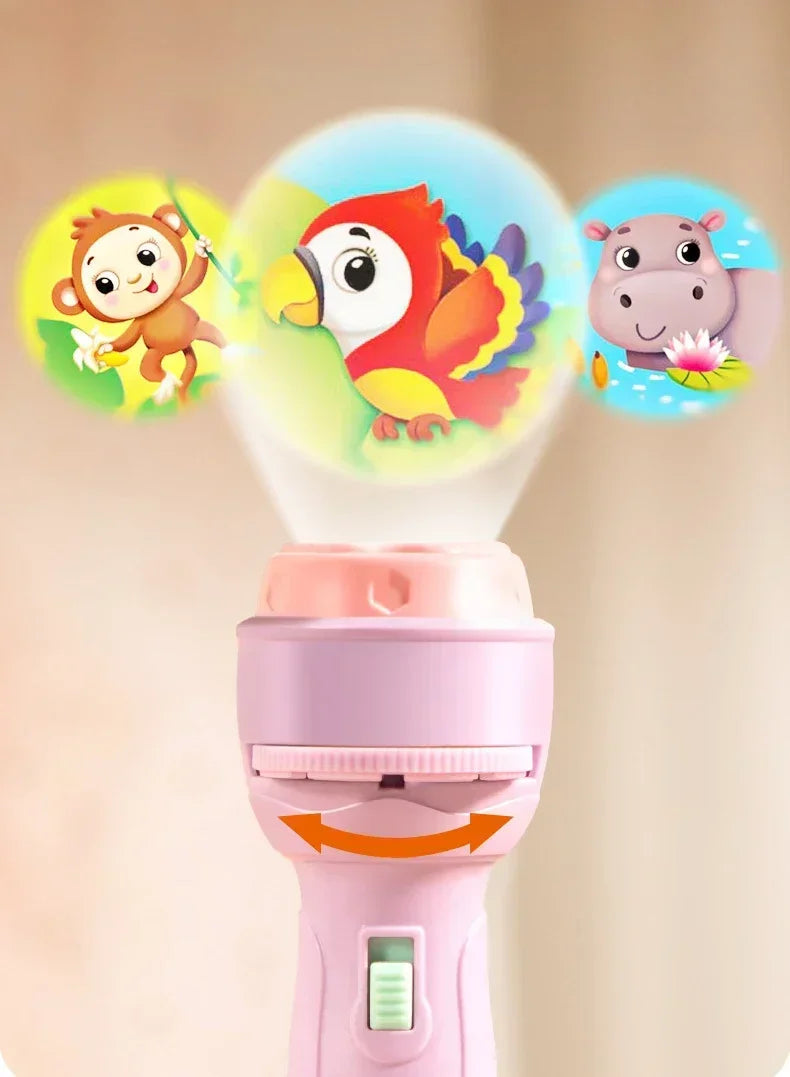 Linterna de proyección, juguete de desarrollo de rompecabezas de educación temprana, juguete luminoso de iluminación para niños, proyector de patrones de dibujos animados