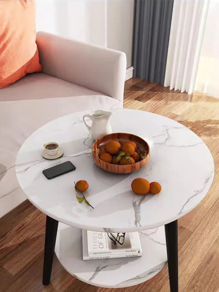 Mesa De Centro,estilo Marmol,minimalista,redonda,madera,sala