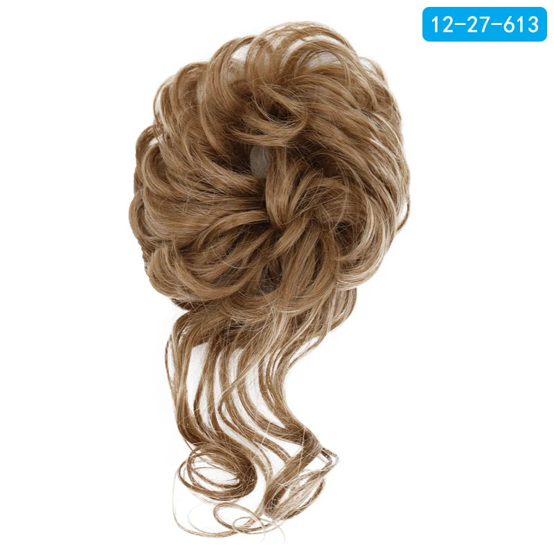 AZQUEEN-extensión de cabello de moño desordenado, banda elástica sintética, moño ondulado rizado, Scrunchies Donut Updo, postizo para mujer