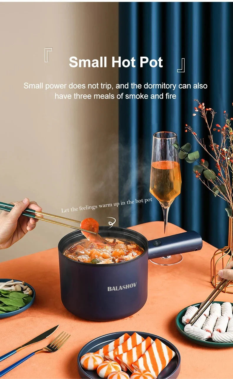 Mini Cocina eléctrica multifunción todo en uno, olla individual de doble capa para el hogar, olla para Fideos, olla caliente antiadherente, herramienta de cocina