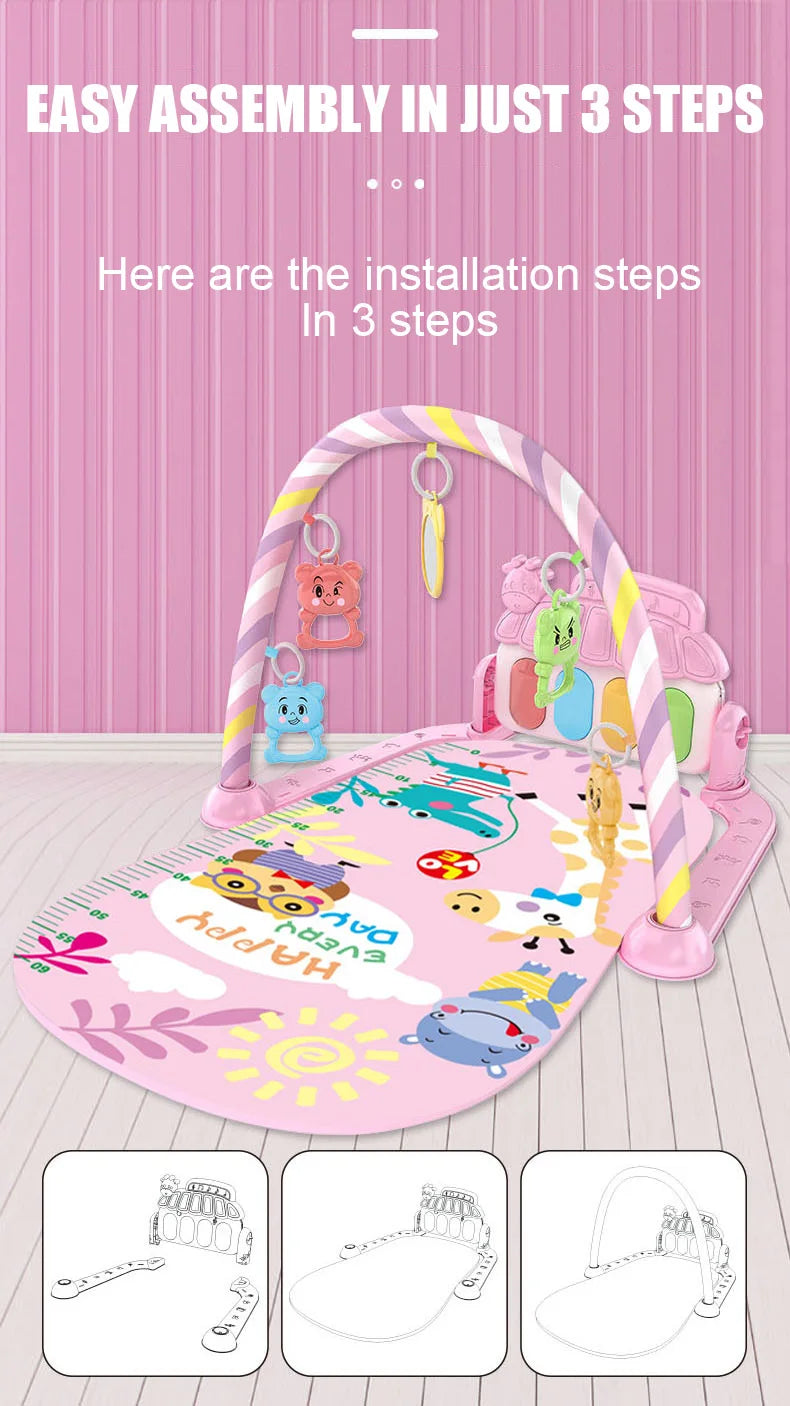 Alfombra de gimnasio para actividades musicales para bebé, alfombra para recién nacido, Pedal, teclado de Piano, estante de Fitness infantil, tapete para gatear, juguetes de regalo